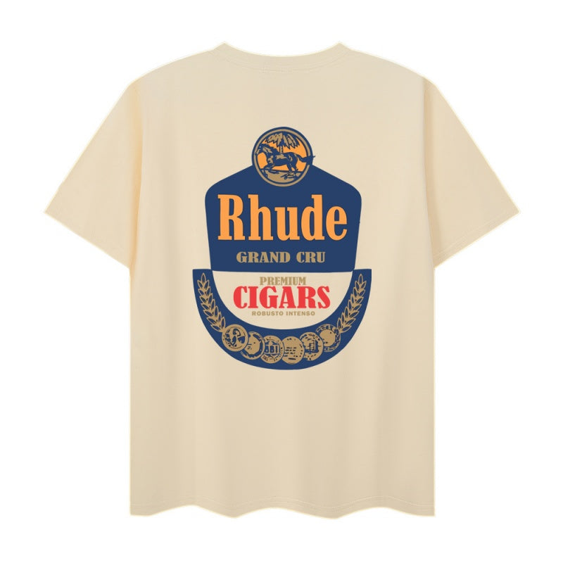 RHUDE T Shirts Antique Cigar Crest Emblem Motif
