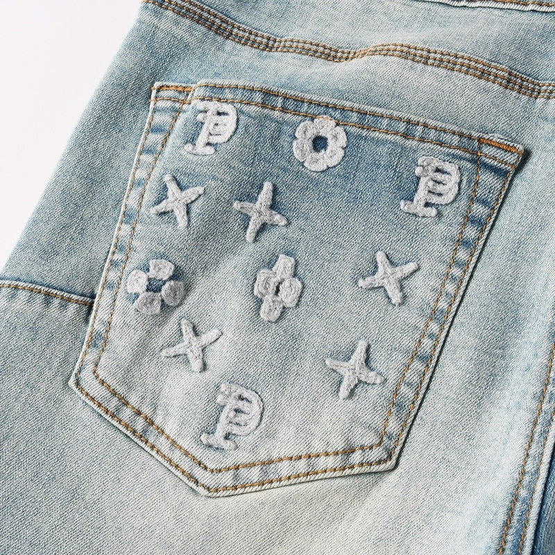 Purple brand Jeans High-quality pure cotton streetwear trousers embroidery