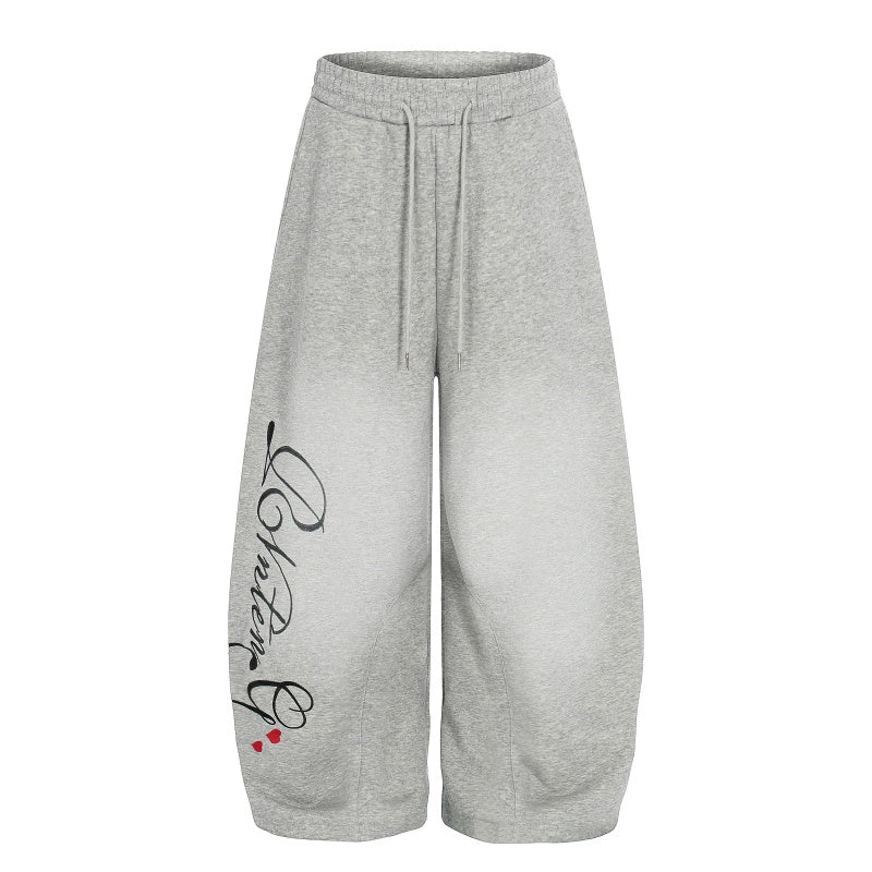 American-style streetwear harem pants Fleece-lined and thickened Gradient Fade Hem Casual Trousers