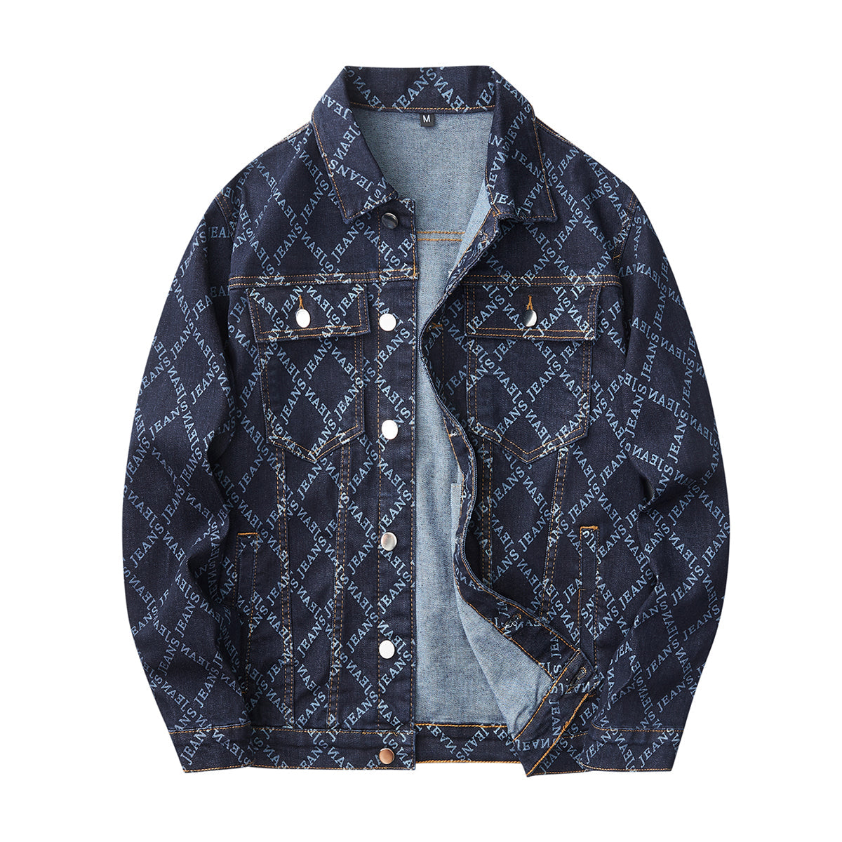 Denim Jacket & Jeans High-Street Trend Retro Casual Matching Monogram Typography Trucker Jacket and Slim-Fit Pants Outfit (jacket and jeans must be purchased separately.)