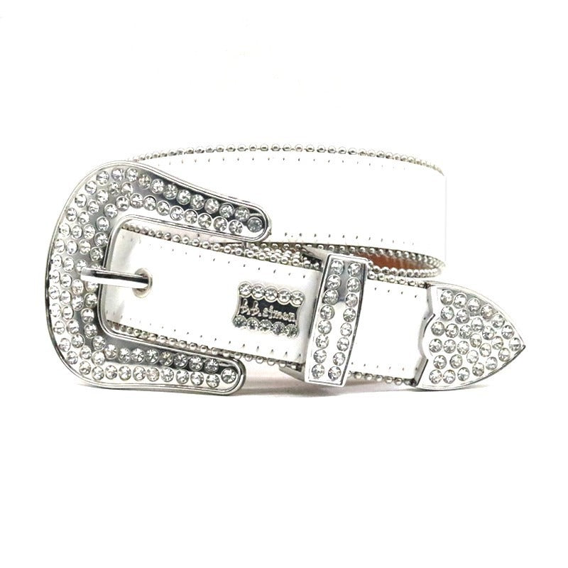 Hip-hop punk rhinestone belt full diamond alloy pin buckle punk style
