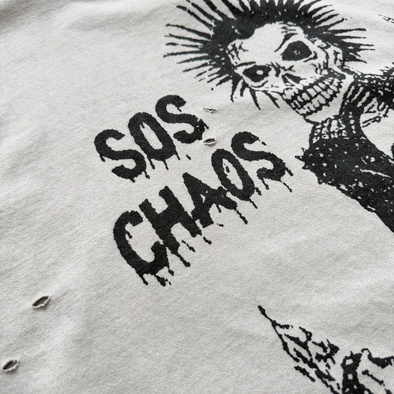 Unisex Vintage T Shirts CHOOOSELF 26SS "NO FUTURE IS NOW" Limited Edition – A tribute to the Sex Pistols. Heavyweight, washed, distressed, and destroyed street-style T-shirt featuring a boxy, cropped punk aesthetic.