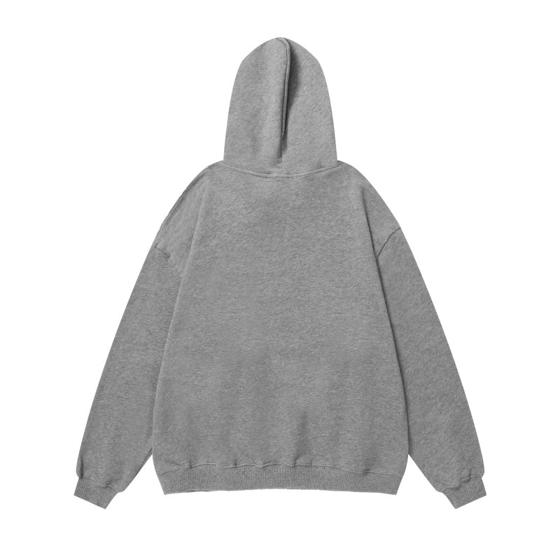 ERD Hoodie Light Gray Half-Zip Loose Top Minimal Red Script Chest Graphic