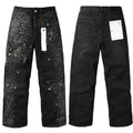 Purple brand Jeans High-quality pure cotton streetwear trousers Rhinestone-embellished loose straight-leg trousers