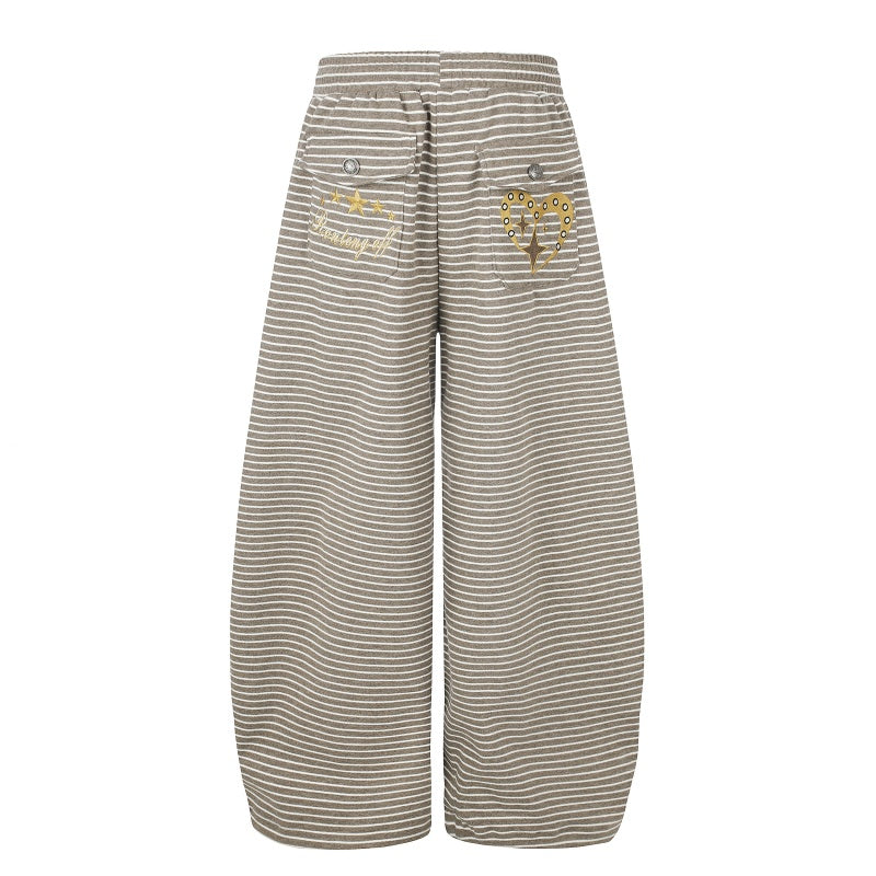 American-style streetwear harem pants Wavy rib fabric baggy street fit