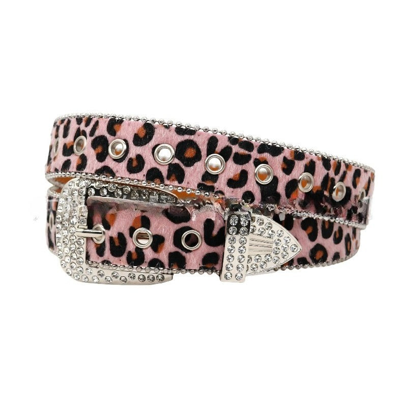 Hip-hop punk rhinestone belt skull wide belt