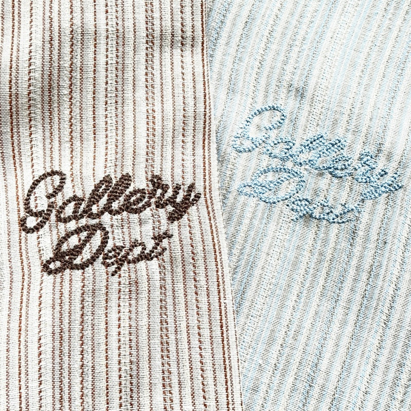 Unisex Vintage T Shirts GALLERY DEPT. 26SS American vintage-style, loose-fitting short-sleeve shirt featuring a Cuban collar and a "dapper old-money" aesthetic. Crafted from a custom linen-blend fabric with a vertical-stripe jacquard weave; breathabl