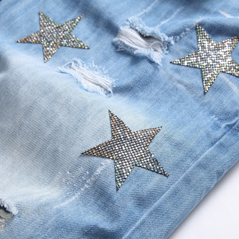 Denim shorts High-quality trendy casual pure cotton Non-stretch plus-size men's clothing