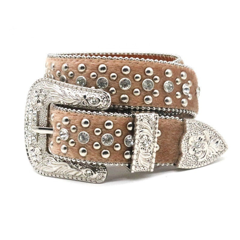 Hip-hop punk rhinestone belt rivet flower buckle punk style