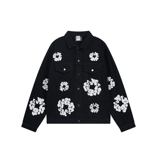 American-style baseball jacket American-style Denim Tears cotton flower denim jacket for men – loose-fit, high-street trendy brand