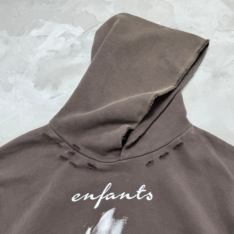 Unisex Vintage Hoodie Ethereal Portrait" Limited Edition Hoodie — Custom heavyweight fabric, handcrafted distressed detailing, and a natural fade effect achieved through Asute enzyme-abrasion washing.