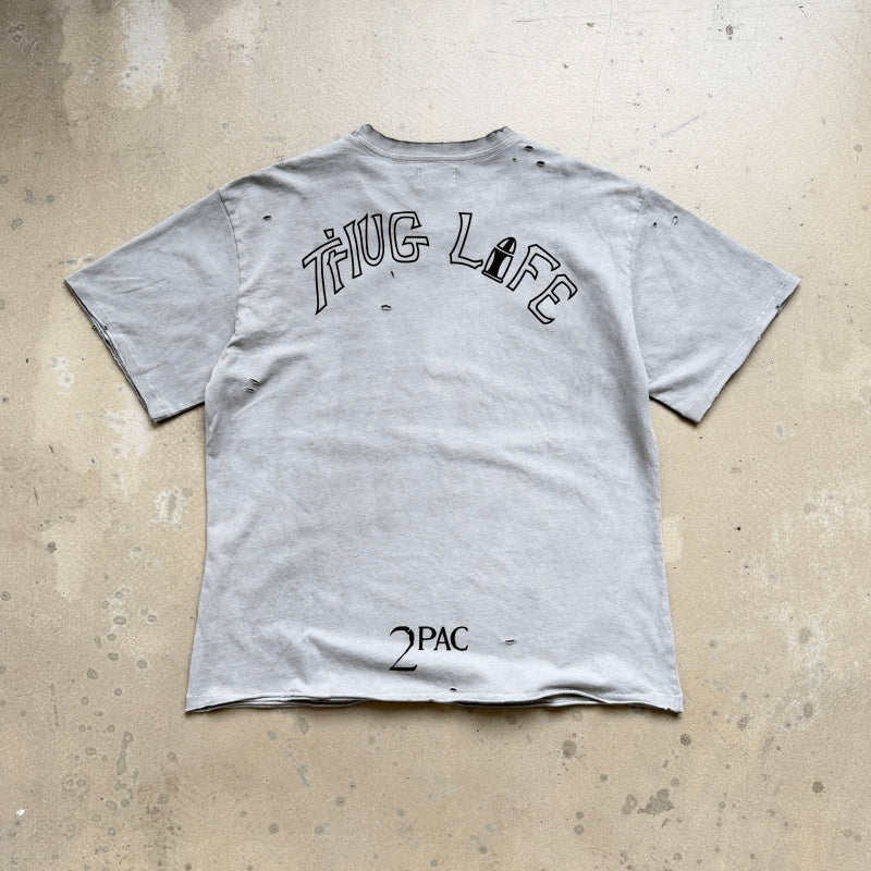Unisex Vintage T Shirts CHOOOSELF 26SS "2Pac THUG LIFE" Limited Edition Tribute Tee – Heavyweight, Washed, Distressed, Boxy-Fit Streetwear Punk Style