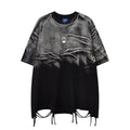 Unisex vintage T-shirts Black gradient design with distressed details