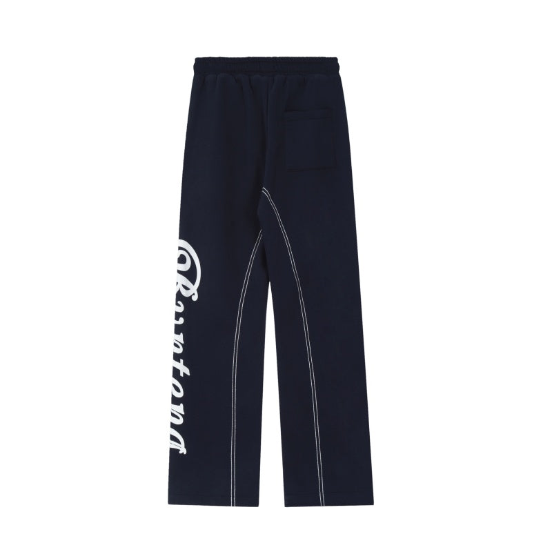 American-style streetwear harem pants Vertical side letter print casual loose cut plus velvet