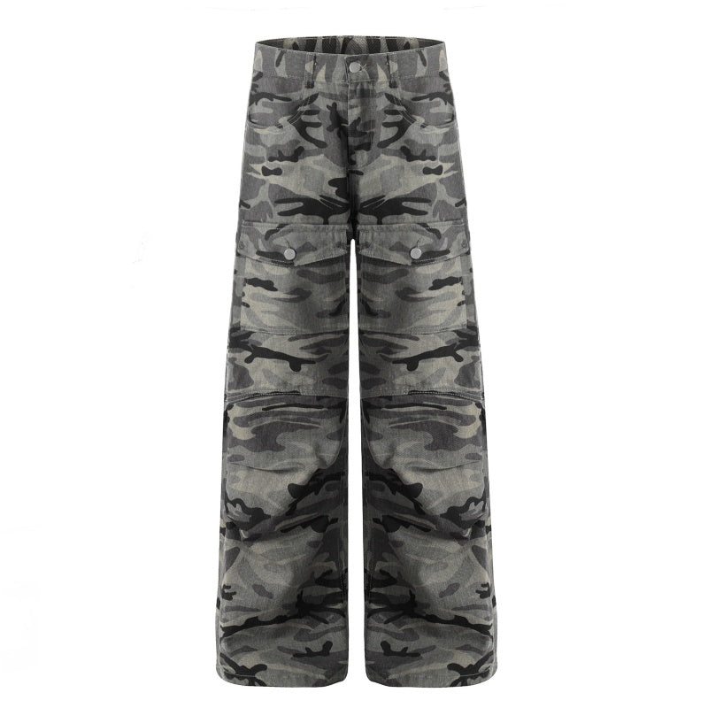 American-style streetwear harem pants Button Flap Pocket Relaxed Silhouette