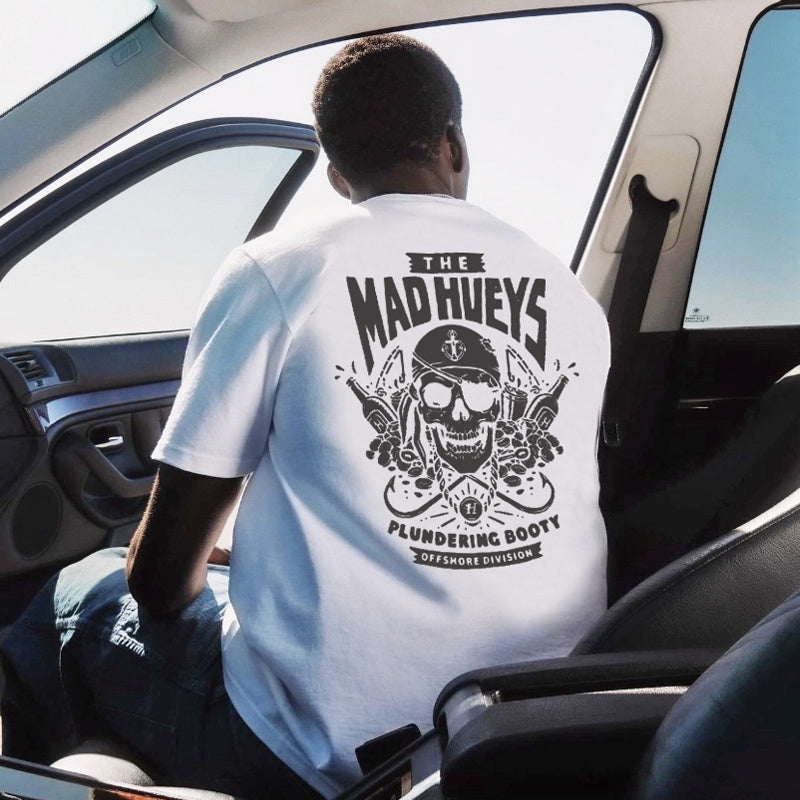 Mens T-shirt Vintage American-style Motorcycle-style skull print