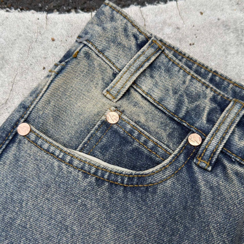 Lightning Pattern Jeans High-quality high-street pure cotton trousers