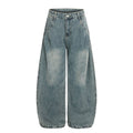 American-style streetwear harem pants Pleated Front Relaxed Curved Denim