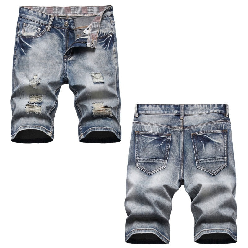 Denim shorts High-quality trendy casual pure cotton Non-stretch plus-size men's clothing