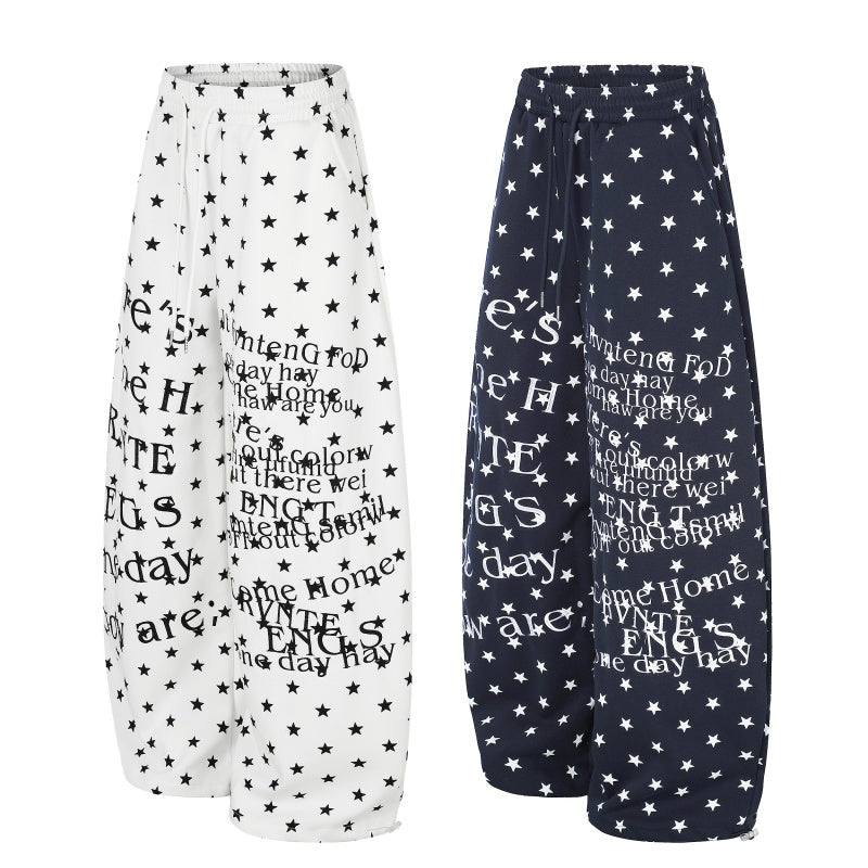 American-style streetwear harem pants Y2K Full Print Star Letter Wide Leg Joggers