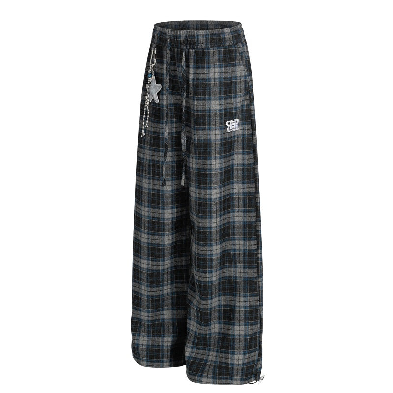 American-style streetwear harem pants Star Charm Plaid Wide Trousers