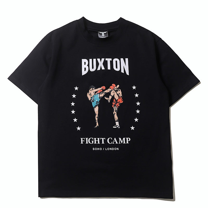 Mens T-shirt Vintage American-style Trendy brand "Kanye" Muay Thai-style graphic print