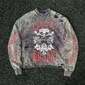 Unisex Vintage  sweatshirt Guns N' Roses x Harley-Davidson Tour Limited Edition Crewneck Sweatshirt – Heavyweight, Washed & Distressed Finish