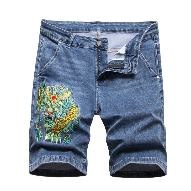 Denim shorts High-quality trendy casual pure cotton Non-stretch plus-size men's clothing