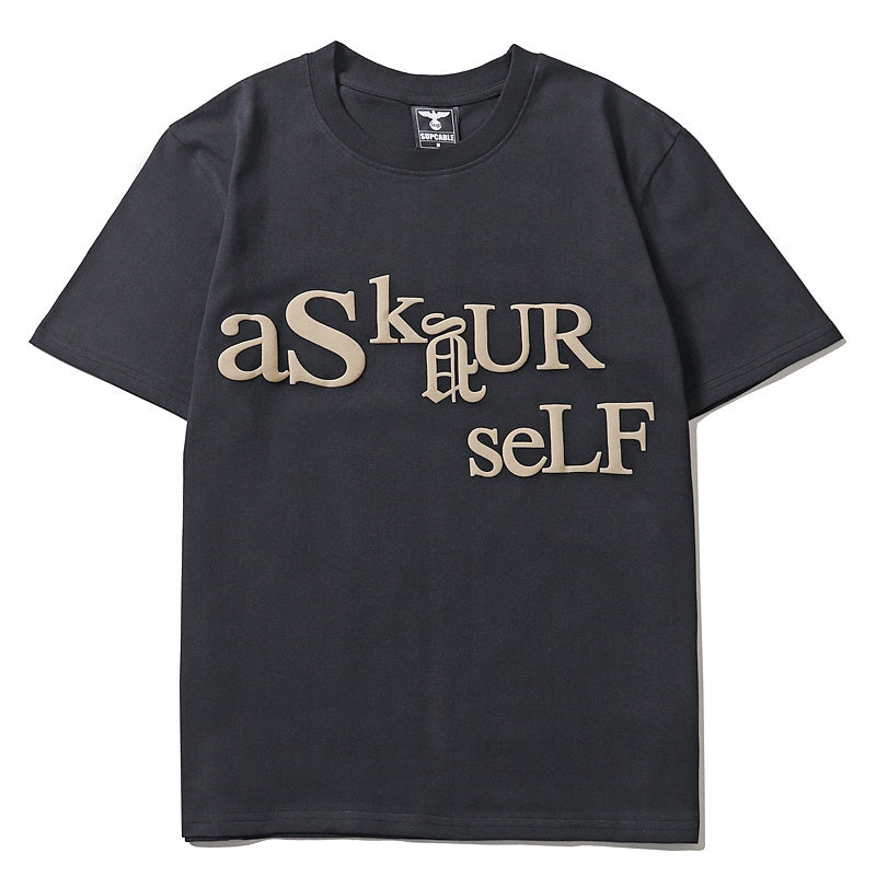 Mens T-shirt Vintage American-style Streetwear-style "Kanye" puff print