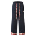 American-style streetwear harem pants Two-Tone Plaid Accent Street Pants (Non-Fleece Lined)