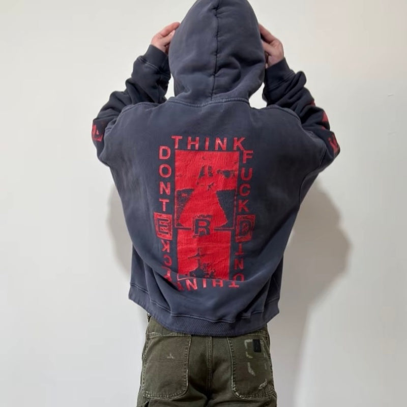 Unisex Vintage Hoodie  "Shackled Red Lips" Limited Edition Hoodie – Custom-made, heavyweight, and true to the original [Navy Blue]