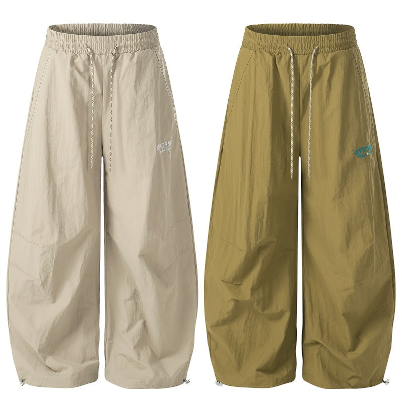 American-style streetwear harem pants Textured Crinkle Parachute Barrel Trousers