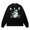 ERD Long sleeved shirt  Monochrome Fragmented Image Long Sleeve Front Text Portrait Design