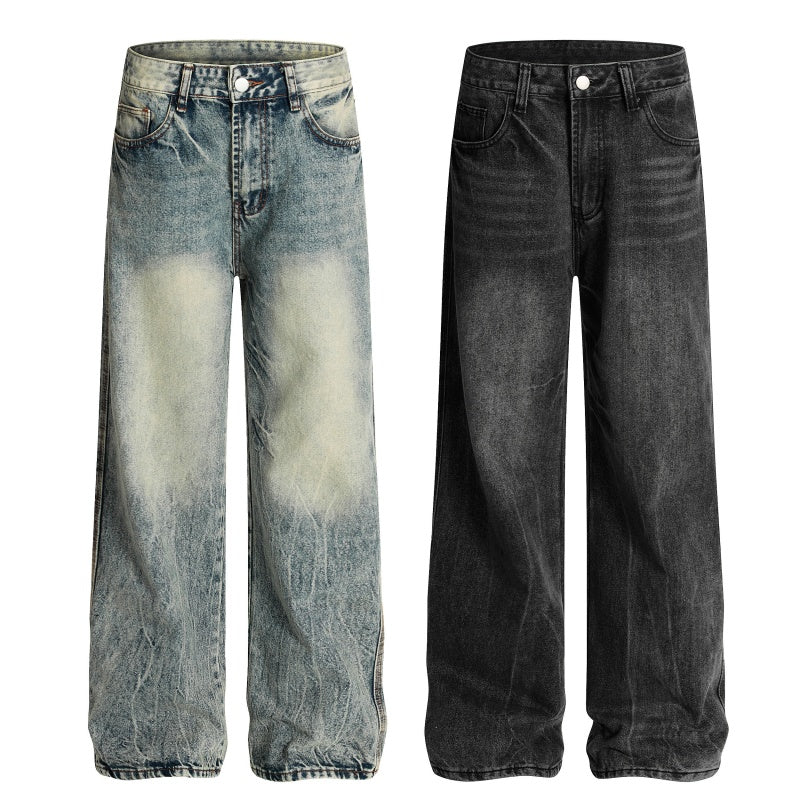 American-style streetwear harem pants Acid Wash Vintage Relaxed Denim Slacks