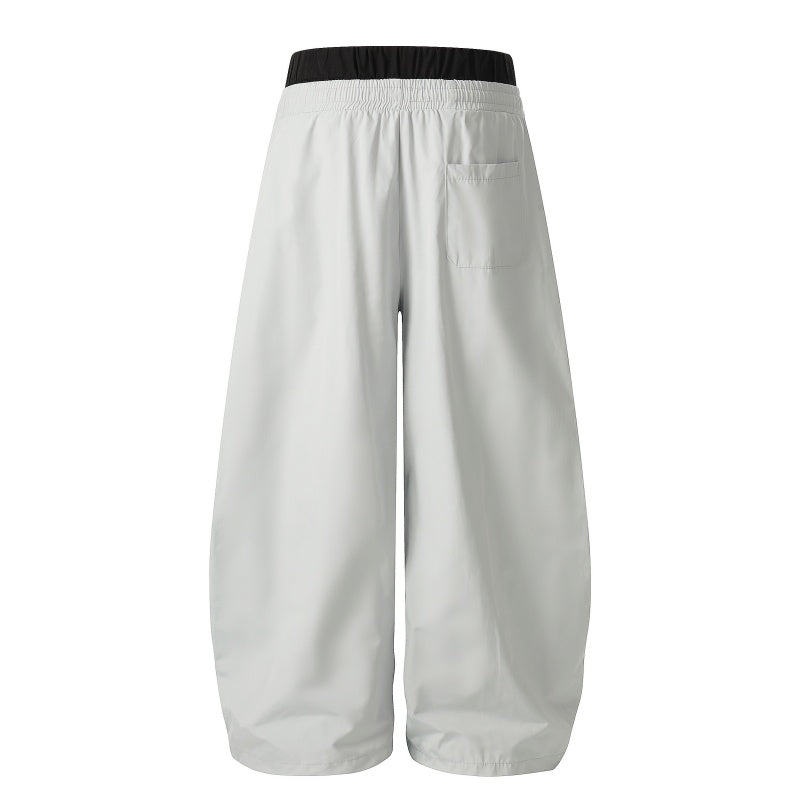 American-style streetwear harem pants Contrast Waist Number Print Parachute Pants