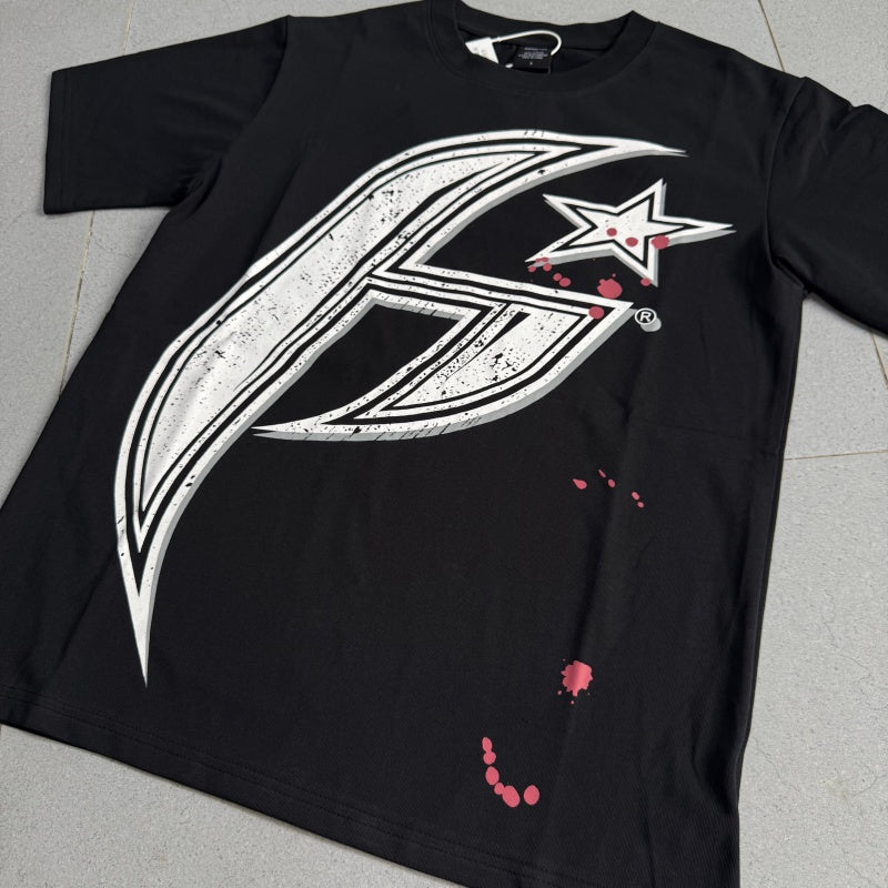 Vintage-style American T-shirt Sharp Angular Splattered Star Design