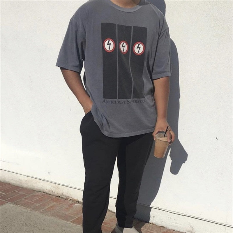 Mens T-shirt Vintage "Little Lightning" style worn by Kanye and Pharrell