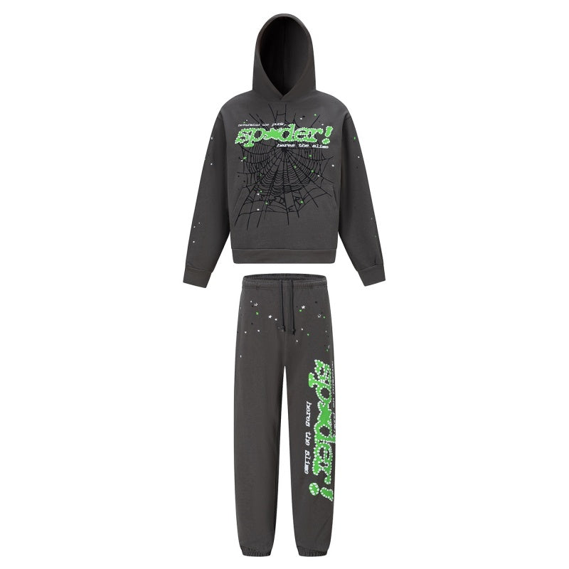 Spiderweb hoodie & sweatpants 2 piece set High-quality pure cotton for autumn and winter