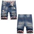 Denim shorts High-quality trendy Distressed with holes casual pure cotton Non-stretch plus-size men's clothing