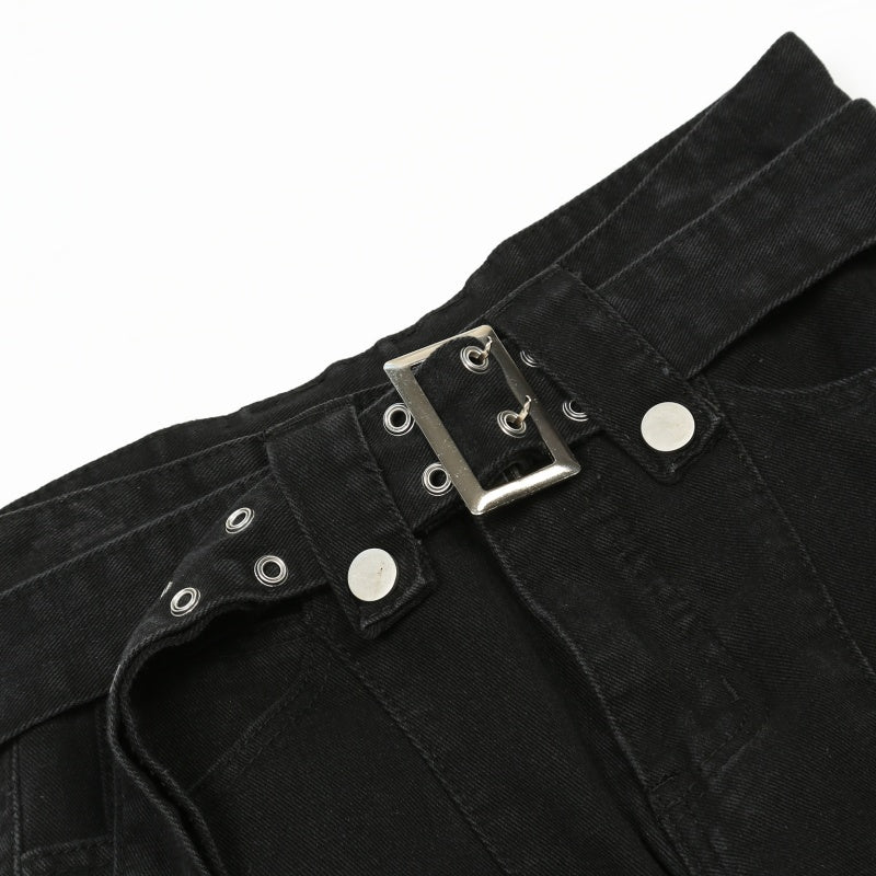 American-style streetwear harem pants Dark Wash Gradient Shadow Denim Trousers