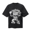 Saint Michael T Shirts Faded Black Oversized Rock Skull Graphic