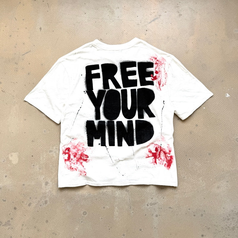 Unisex Vintage T Shirts Saint Street "Dirty" — An Unconventional Limited Edition. Street-graffiti style T-shirt featuring hand-painted splatter effects, multi-location hand-distressing, and a heavy-weight fabric treated with an enzyme-stone wash and