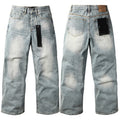 Purple brand Jeans High-quality pure cotton streetwear trousers Rhinestone-embellished straight-leg loose-fit