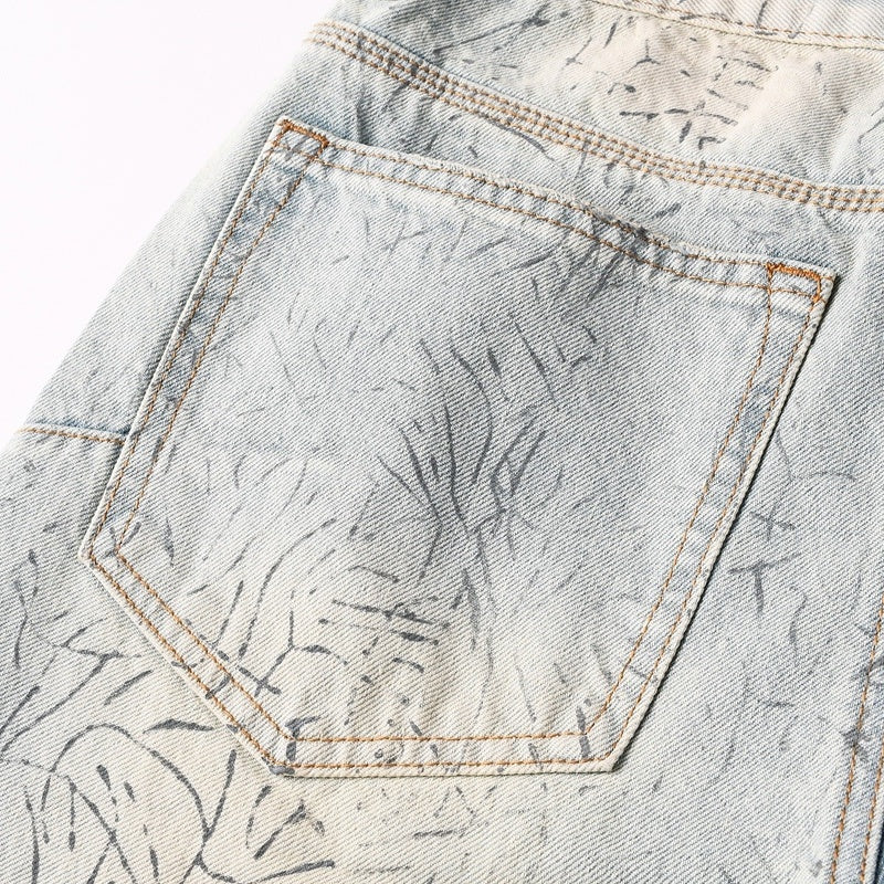 Purple brand Jeans High-quality pure cotton streetwear trousers Patterned loose-fit straight-leg trousers