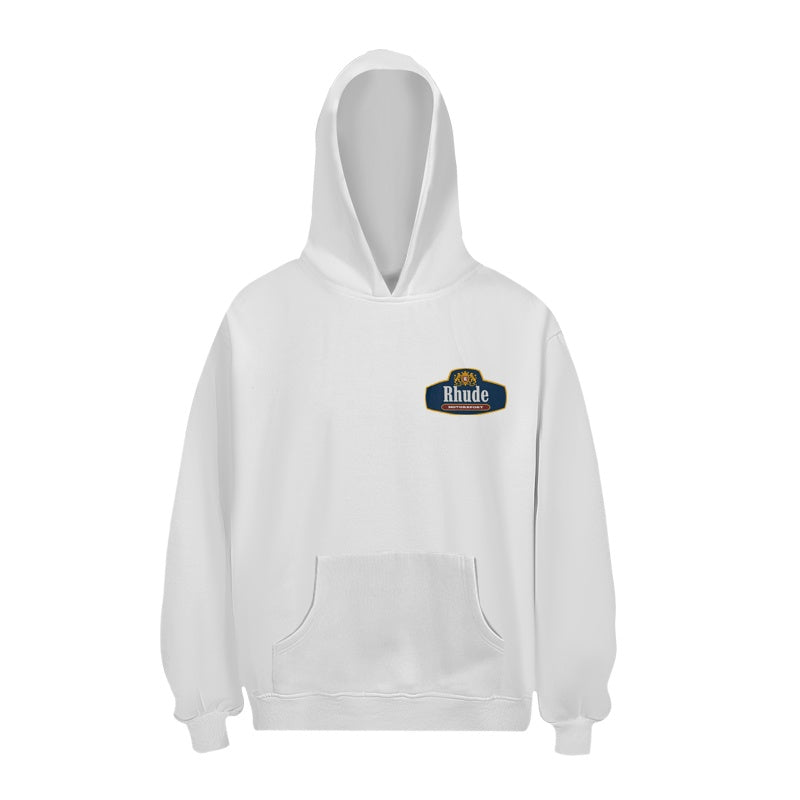 RHUDE Hoodie Dual‑Sided Graphic Retro Crest Hoodie