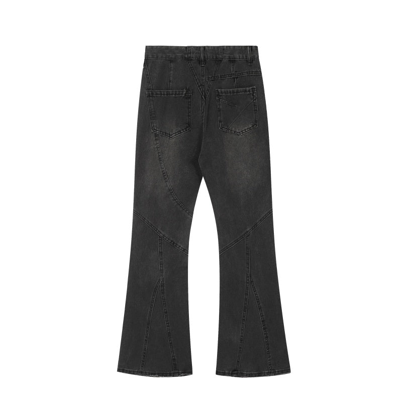 American-style streetwear harem pants Geometric Stitching Vintage Bootcut Denim Pants