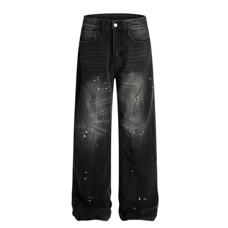 American-style streetwear harem pants Curved Seam Panel Faded Trousers