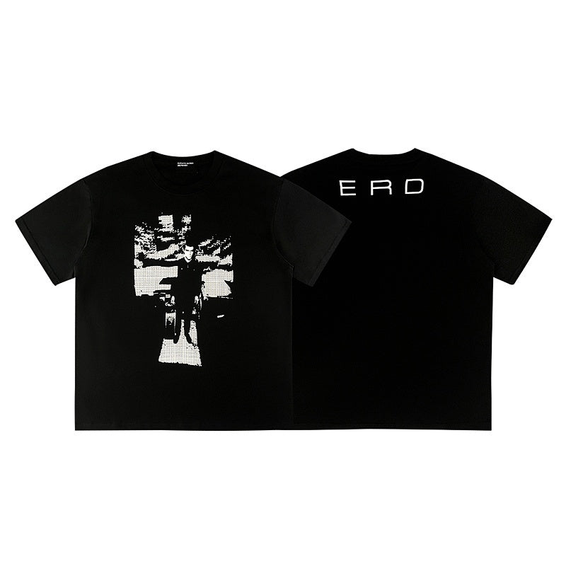 ERD T Shirts Minimal Back Letter Print Dark Street Casual Top