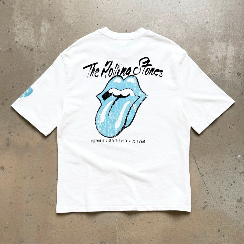 Unisex Vintage T Shirts Saint x The Rolling Stones "Happiness Tour" London Exclusive – Heavyweight 320g fabric (retaining its weight and quality after washing) featuring vintage single-stitch construction and blind-stitch detailing.