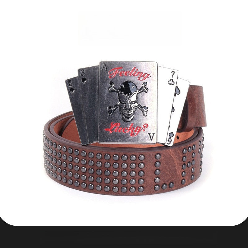 Hip-hop punk rhinestone belt poker board buckle